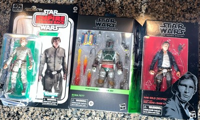 Star Wars 6  BS Bespin Lot: Deluxe Boba Fett, Luke Skywk & Han Solo Bespin; NEW!