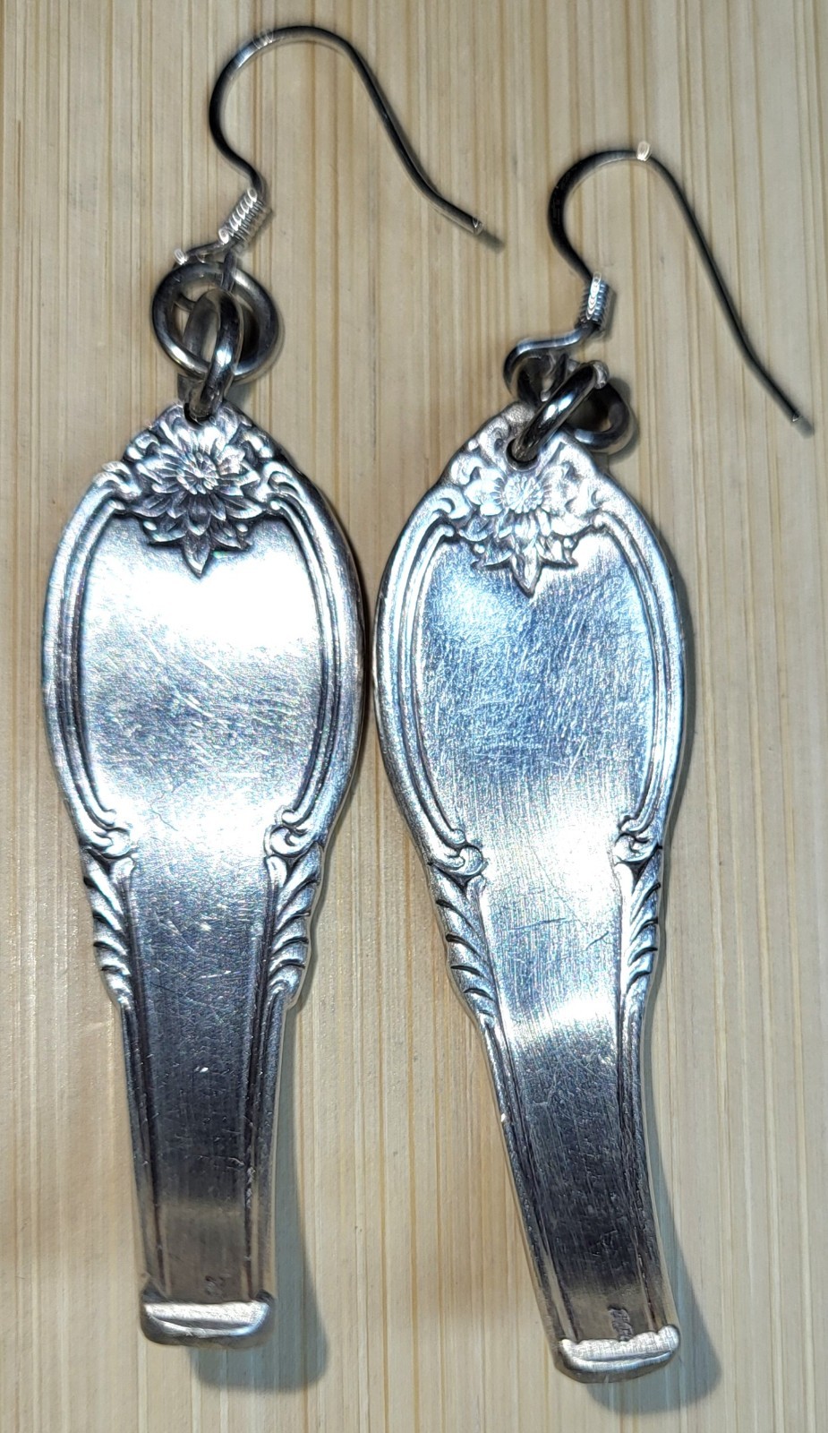 Artisan Repurposed Silverware Handle Earrings 2" … - image 3