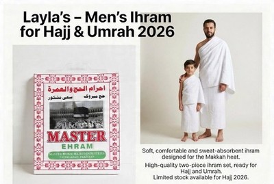 Ehram Ihram Ahram for Hajj and Umrah, Made in Pakistan Cotton Towels for Men