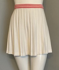 Vintage White Pleated Tennis Mini Skirt Size M Made In USA Pink Stripe New NWOT