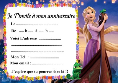 Maison Autres 5 Cartes Invitation Anniversaire Raiponce 01 D Autres Articles En Vente