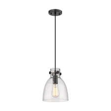 Innovations Newton Bell 1 Lt 8" Cord Pendant, Black/Seedy - 410-1PS-BK-G412-8SDY