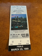 1989 NCAA Finals Basketball Tournament Ticket West Region UNLV v Seton Hall