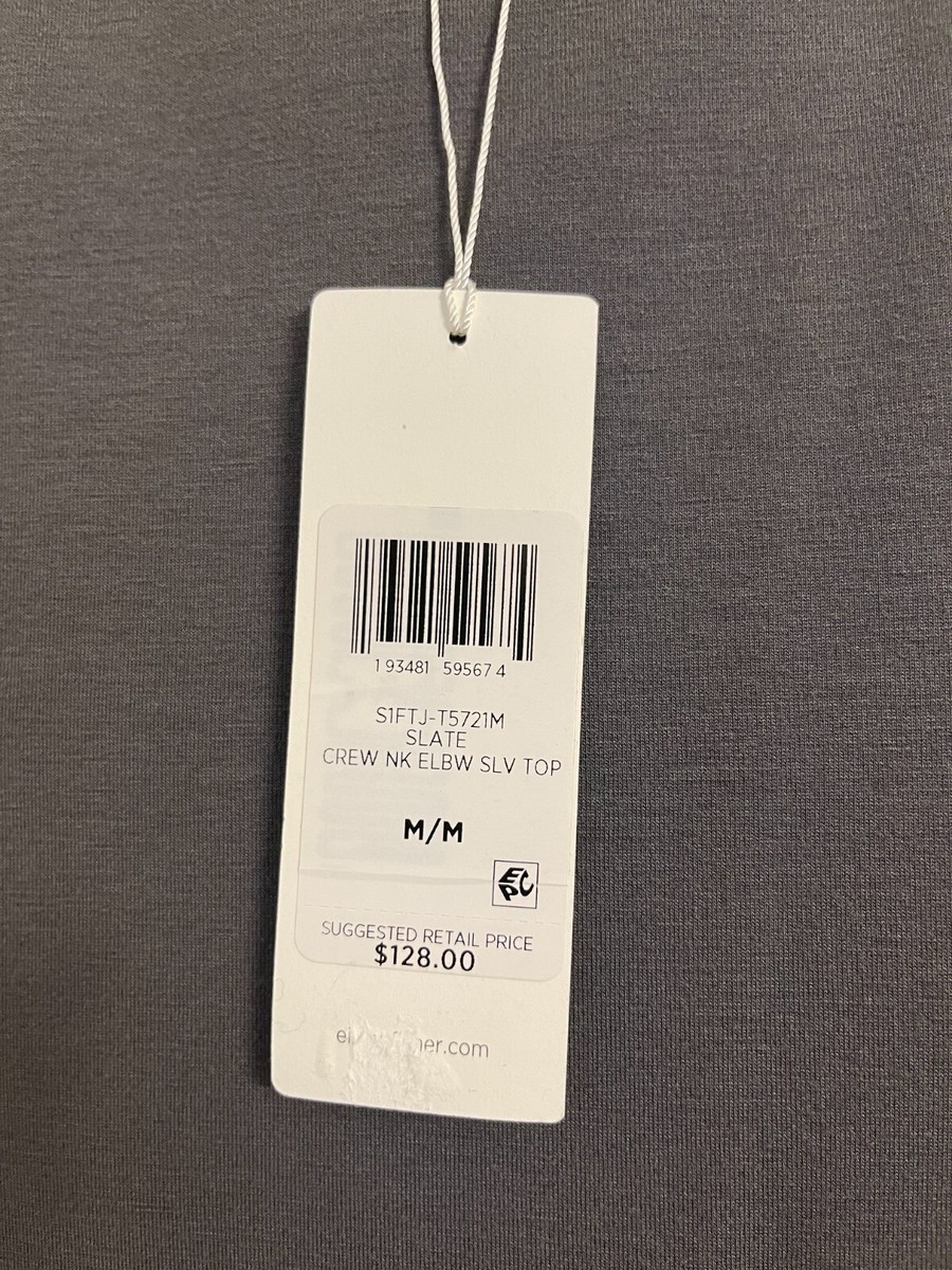 NWT $128 Eileen Fisher Slate Tencel Lyocell Crew Neck Elbow Sleeve