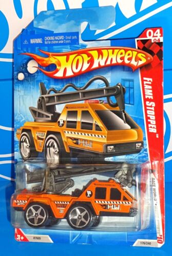 Hot Wheels 2010 Race World Movie Stunts #174 Flame Stopper Orange w/ 5SPs