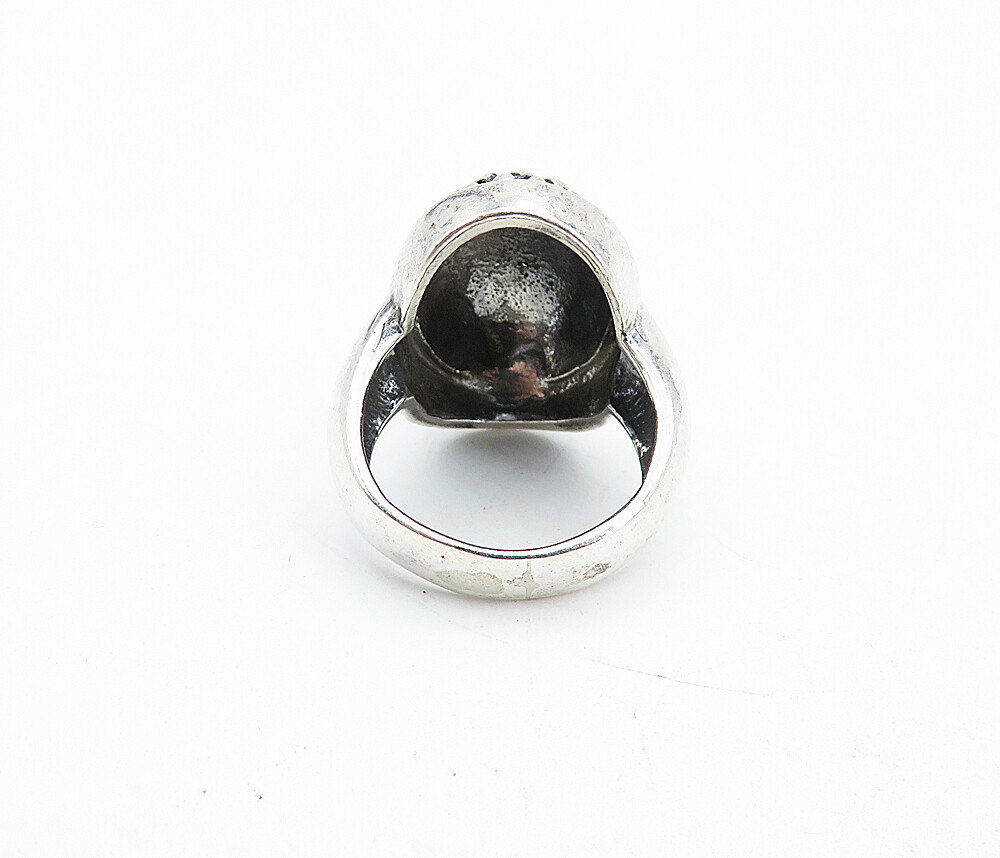DESIGNER 925 Silver Vintage Dark Tone Etched Oval Dome Band DESIGNER 925 Silver Vintage Dark Tone Etched Oval Dome Band