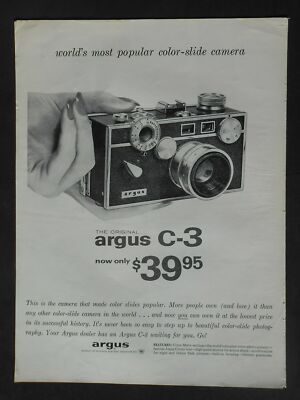 1959? Ad The Original Argus C-3 Camera Lowest Price Ever Sylvania Ann Arbor MI