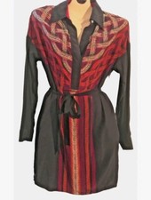 Etcetera Silk Collared V-Neck Celtic Knot inspired Geometric Print Dress SZ 8
