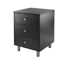 Winsome Accent Table Black Veneer Finish 3-Drawers Composite Wood Square Shape