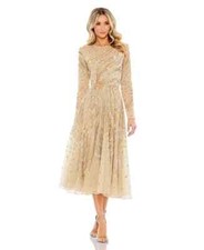 NEW, MAC DUGGAL Embellished Illusion High Neck Long Sleeve Dress SZ 12 #WD375