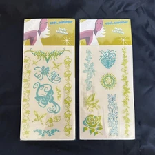 Temporary Glitter Tattoos Floral Roses Hearts Butterflys Party Favors (2 Sheets)