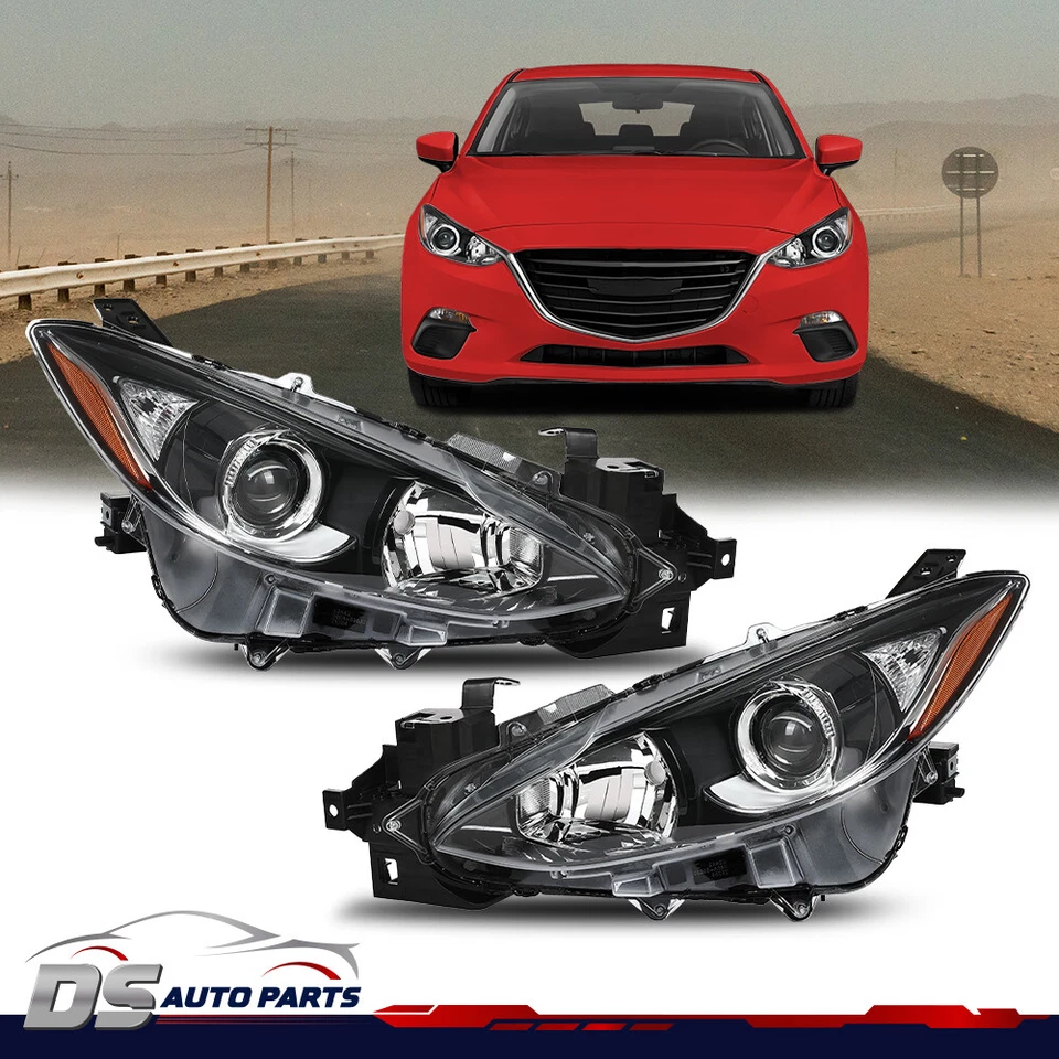 Conjunto de faros diestros diestros aptos para Mazda 3 2014-16 lado del conductor y del pasajero Foto 2 de 4