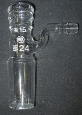 NRK Glass Gas Inlet Adapter,  #15 Upper Outer Joint & #24 Lower Inner Joint