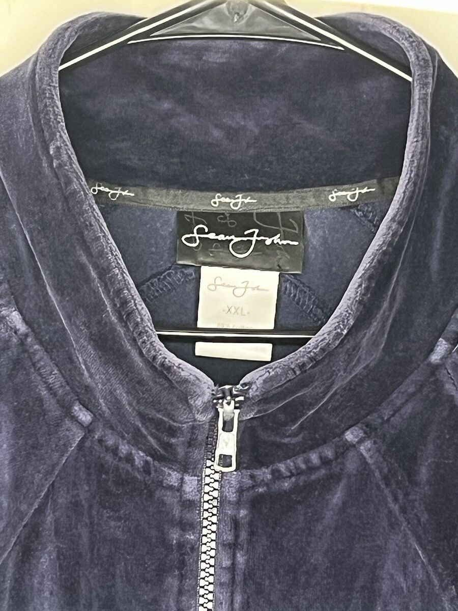 SEAN JOHN Vintage Track Jacket, Mens XXL, Blue Velour SEAN JOHN Vintage Track Jacket, Mens XXL, Blue Velour