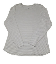 NWT SONOMA Shirt Women's XXL Long Sleeve The Everyday Ribbed Tee Beige Striped