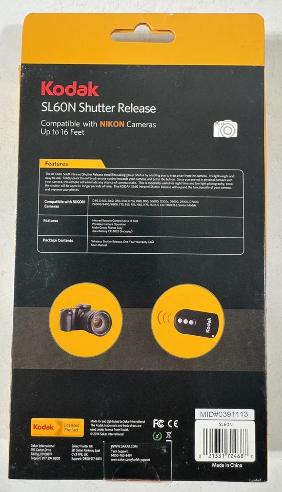 For Nikon - Kodak SL60N Shutter Release Wireless Infrared Remote Control- NEW - Image 2 of 3