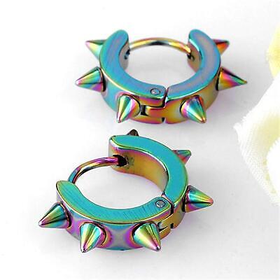 Punk Street Gothic Stainless Steel Hoop Earrings Spike Rivet Punk Street Gothic Stainless Steel Hoop Earrings Spike Rivet
