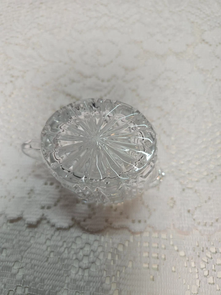 Винтажный свинец кристалл сливочник блок узор стекла сделано в Польше         - Изображение 4 из 4