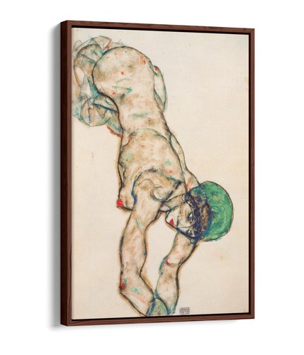 EGON SCHIELE, FEMALE NUDE WITH GREEN HOOD-FLOAT EFFECT CANVAS WALL ART PIC PRINT - Picture 2 of 12