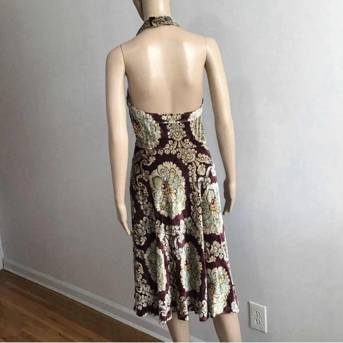 Abito vintage Moschino economico e chic in velluto senza schienale taglia 10