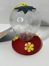 Strawberry Hummingbird Feeder 20 Oz. Nectar Reservoir Easy Clean Removable Base