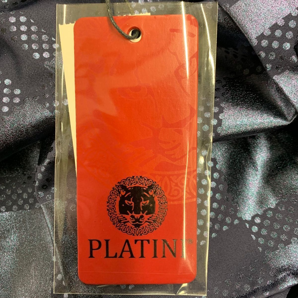 PLATINI Long Sleeve Modern Fit Foiled Shirt Men's Size L Navy