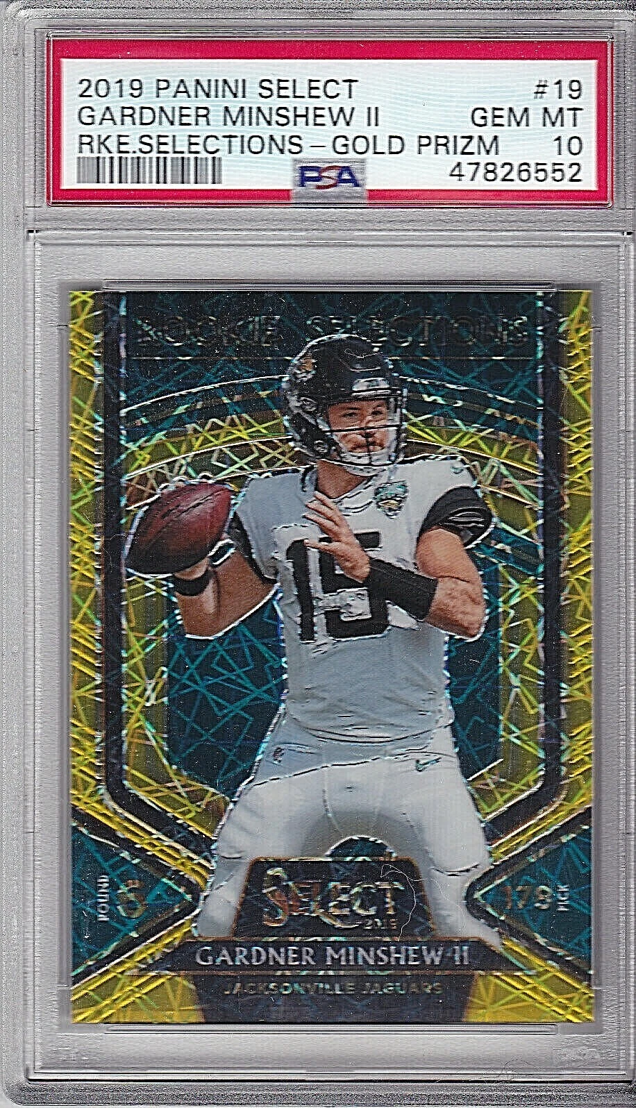 Gardner Minshew II Panini Select Rookie Selections #19 Gold Prizm