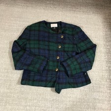 Vintage Pendleton Blazer Womens 10 Sports Coat Button Front Green Blue Plaid