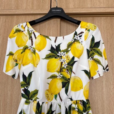 Dolce & Gabbana Dress Lemon Pattern Women's Size 36 Cotton Yellow