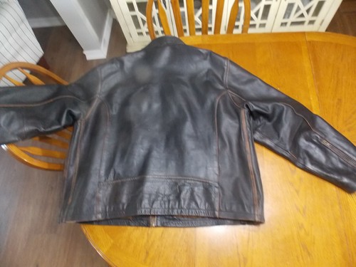 Vintage Black Rivet Leather Motorcycle Jacket Size 2X - Picture 4 of 9