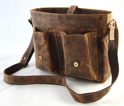 GreenBurry Messenger Bag 35*32*14 cm Tablet-Fach Leder Schultertasche Ipad 1781 - Bild 4 von 6
