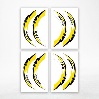 S06W Yellow 2-PIECE Wheel Stickers For Ninja ZX-14R 12 13 14 15 16