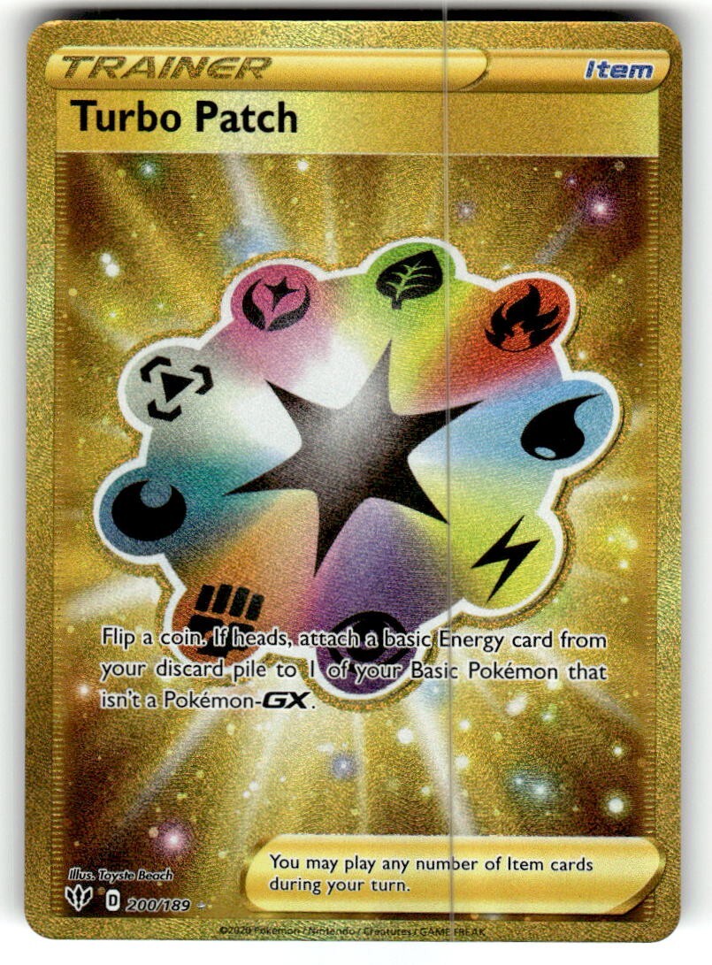 Pokemon TCG - Turbo Patch (Secret) 200/189 Swsh03: Darkness Ablaze Holo NM