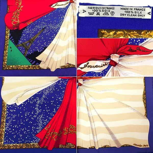 HERMES Carre 45 Souvenirs de Paris Scarf Blue Women | eBay
