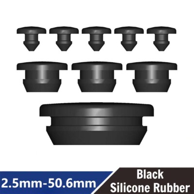 Black Round Silicone Rubber Seal Hole Plugs Blanking End 2.5mm-50.6mm