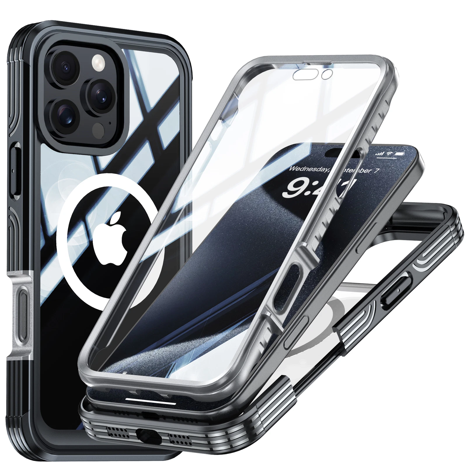 For iPhone 16/16+/16 Pro Max Shockproof TPU Screen Protector Clear MagSafe Cover