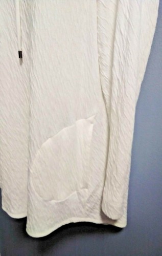 Neu ohne Etikett J. Jill Tunika Top mit Kapuze leicht cremig weiß geknittert Baumwolle Strick L - Bild 8 von 9