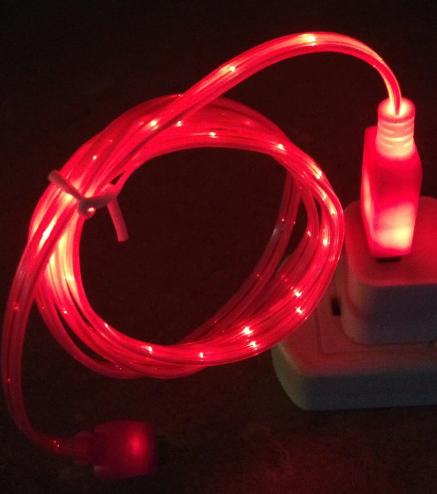 LED el light-up MICRO USB glow charge cable charger FOR SAMSUNG LG HTC NOKIA  - Image 3 of 4