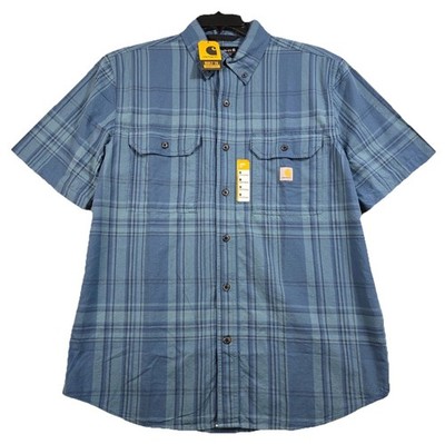 Carhartt Shirt Men Medium Blue Outdoor Button Up Loose NWT