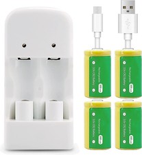 CR2 3V Battery Charger Set with 4x 300mAh Rechargeable CR2 Batteries for Cameras