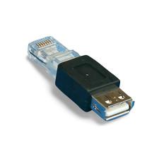 1.5in USB Type A Female to RJ45 Male Adapter - Black
