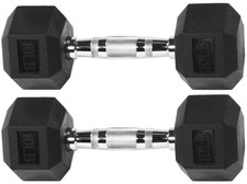 Premium Rubber Encased Hex Dumbbell, 10LB Pair