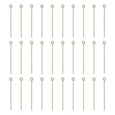 100pcs Open Eye Head Pins 1.57" 40mm Wire Eye Pins Beading Champagne Gold