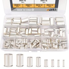 166 Pcs Wire Ferrules Kits Silver Plated Copper Crimp Terminal Connector 8 Si...