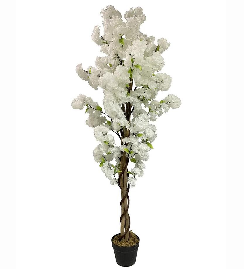 Artificial Cherry Blossom Tree Large Realistic White 150cm (5ft) Premium Leaf
