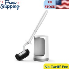 Curved Toilet Bowl Brush and Holder Set Compact Deep Cleaning Bathroom Scrubber