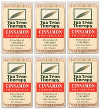 Cinnamon Toothpicks with Tea Tree Oil - 600 Count Pack of 6