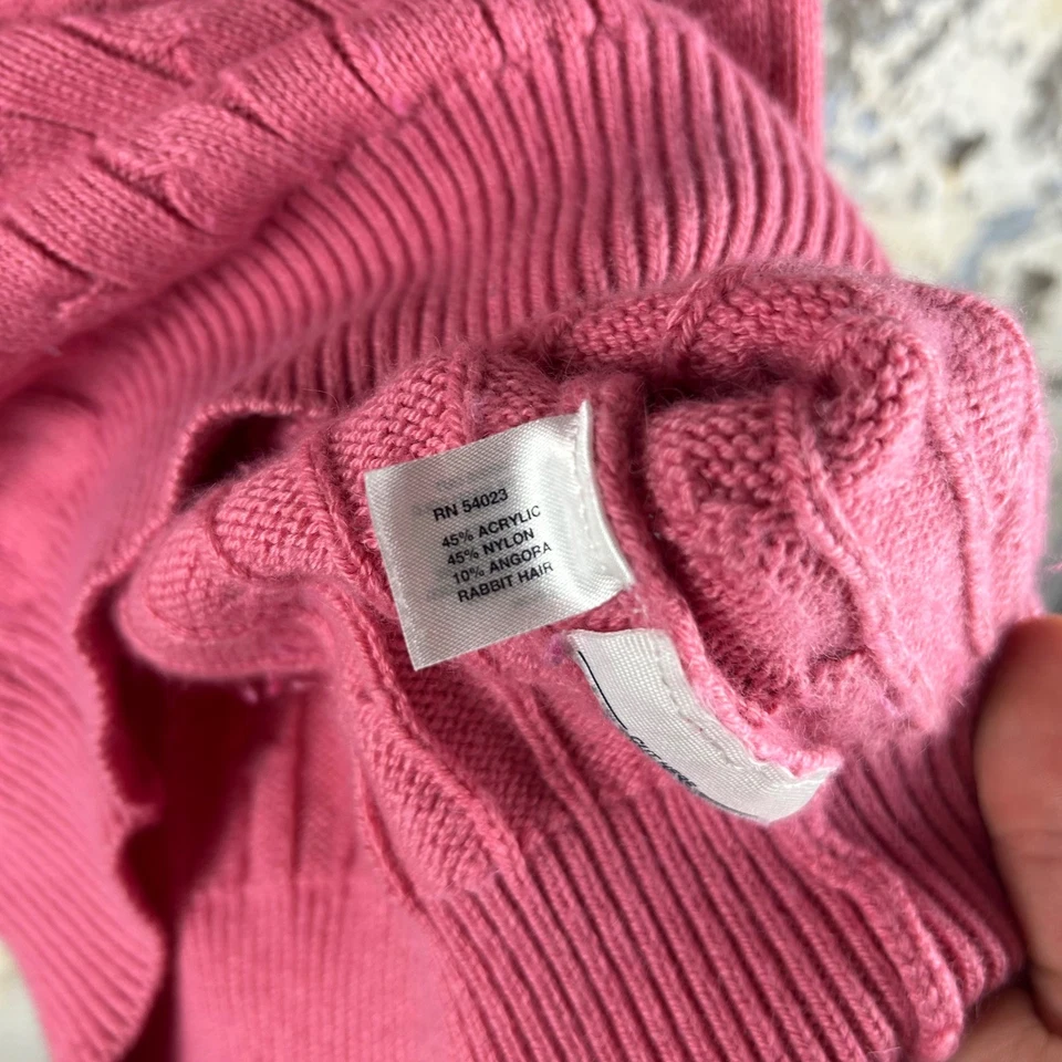 Suéter tejido con cable rosa GAP vintage acrílico nailon angora pelo de conejo mediano Foto 4 de 4