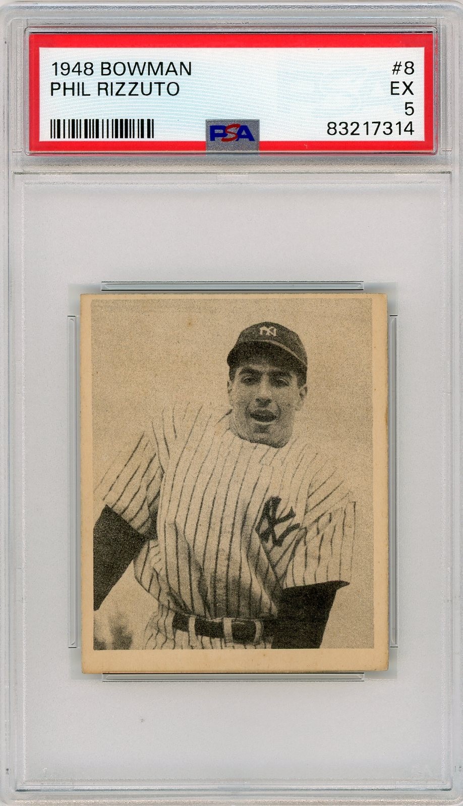 1948 Bowman #8 Phil Rizzuto PSA 5 EX Vintage New York Yankees Short Print