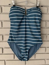Vineyard Vines Swimsuit Teal White Striped One Piece Strapless Classic Small